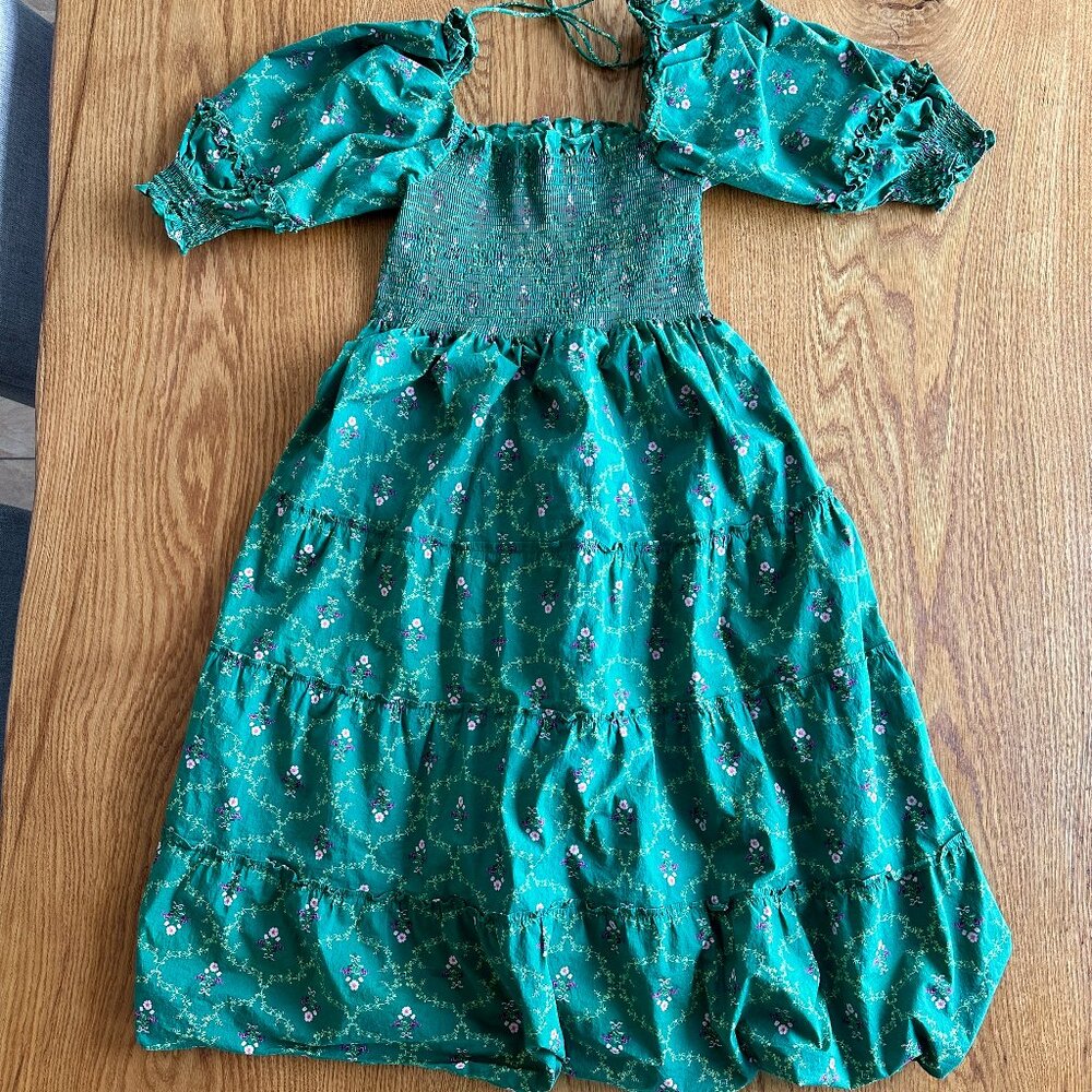 Hill House Home Nesli Nap Dress, Emerald Trellis, M